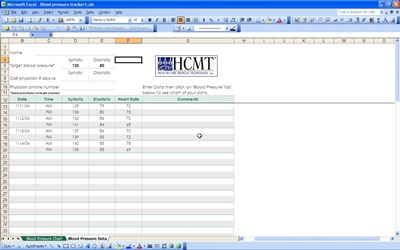 excel 2007 blood pressure chart