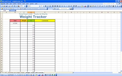 excel weight tracker template