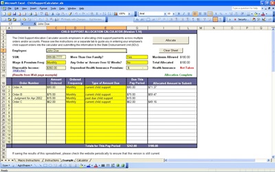 child support payment logsheet