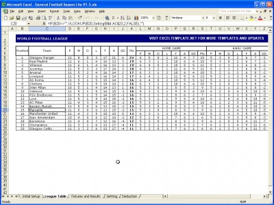 Soccer Stats Excel Spreadsheet Template