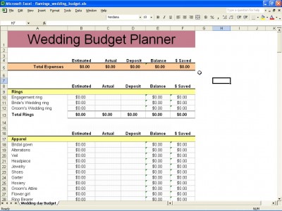 wedding budget spreadsheet excel