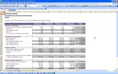 Determine CoGS Spreadsheet Excel Templates