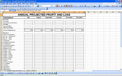 Annual Projected Profit and Loss