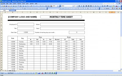 Monthly Timesheet Template Excel from exceltemplates.net