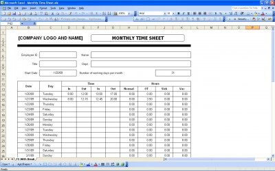 Monthly Timesheet