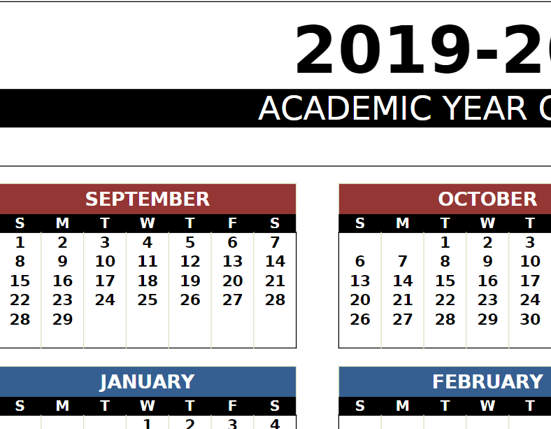 Free Printable Academic Calendar Templates Excel Word Pdf 2020 2021 Two