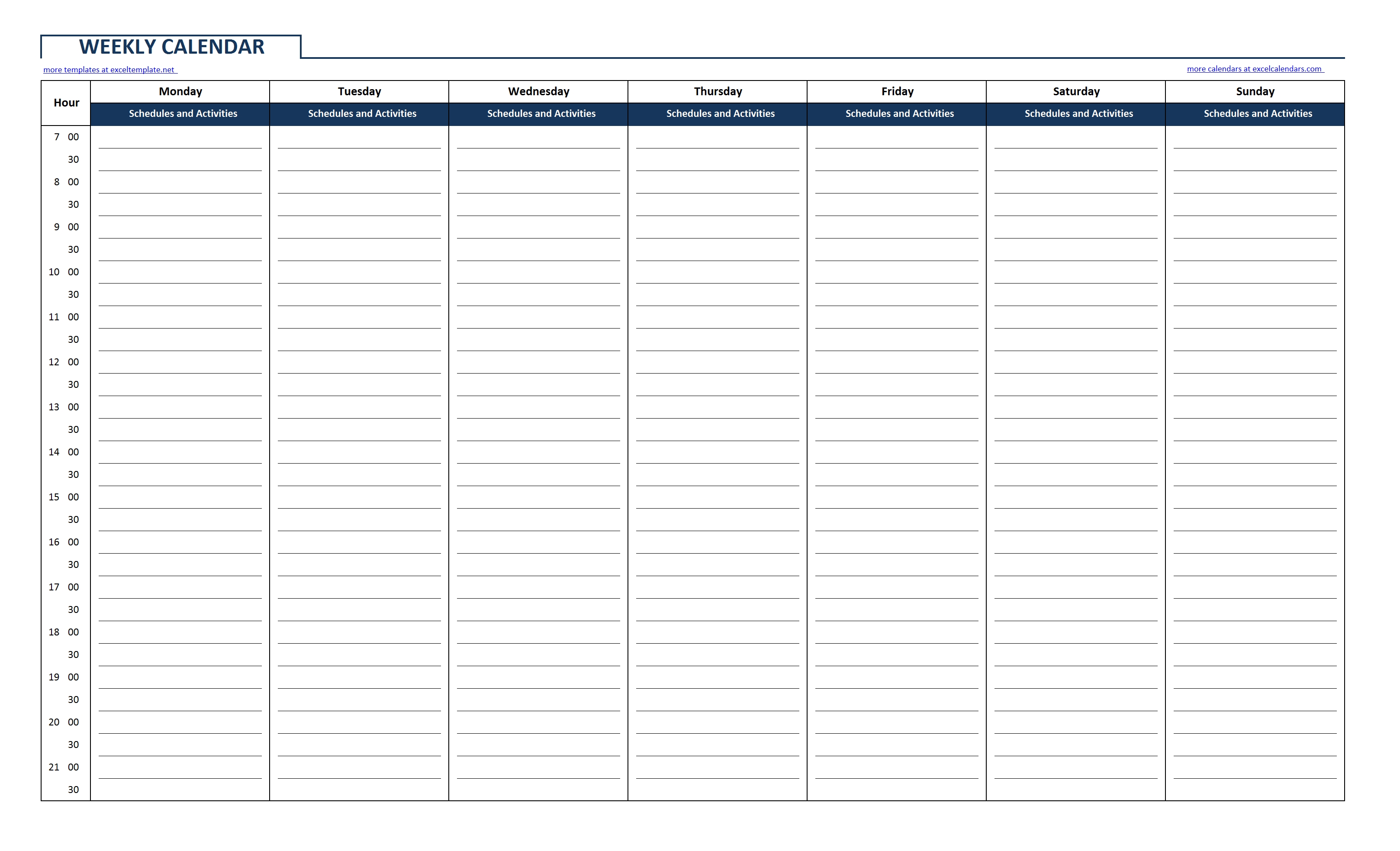 Printable Blank Daily Schedule Template