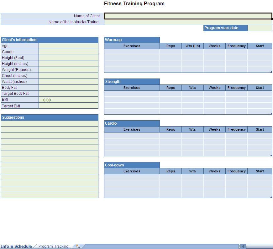 Fitness Tracker Excel Template