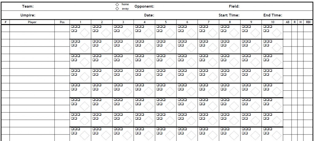Baseball Score Sheets Template screenshot