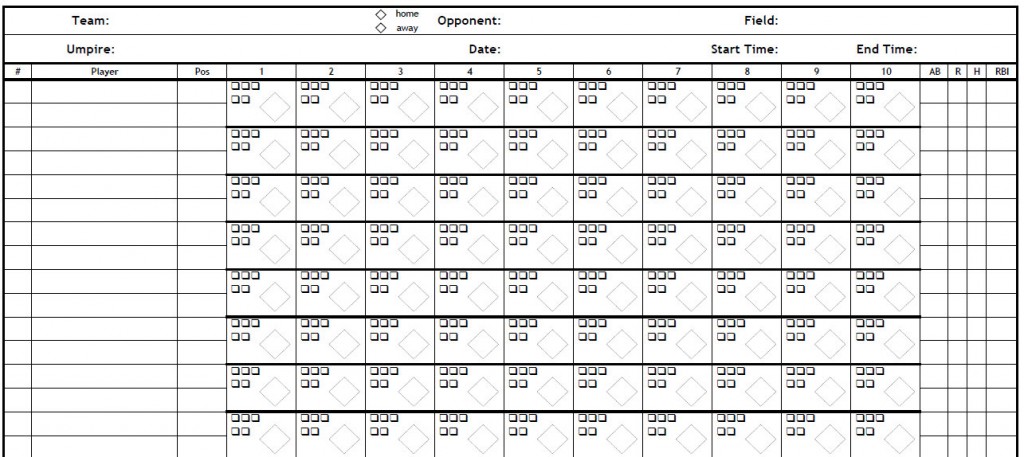 Baseball Score Sheets Template Baseball Score Sheets