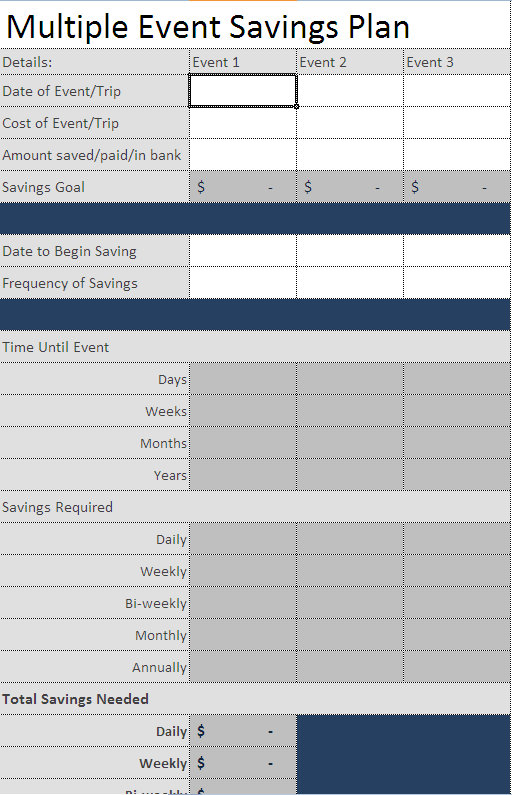 Savings Planner Template for Excel | Savings Planner