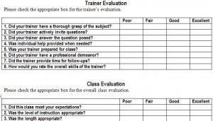 Training Evaluation Form Excel Template