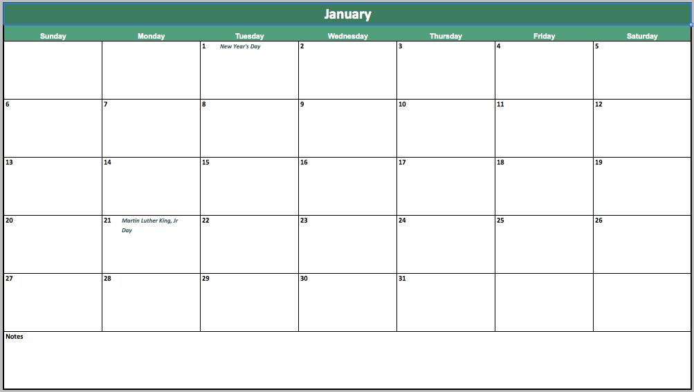 Free Event Calendar Template