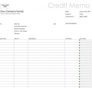 excel credit memo template download