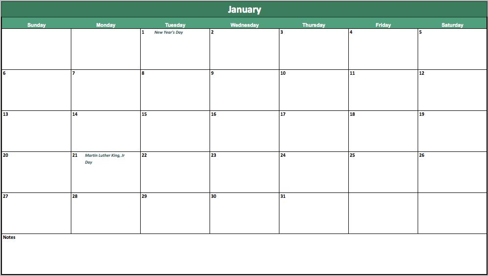 free annual calendar template