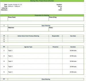 excel meeting agenda template 