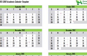 2012 and 2013 Academic Calendar Template