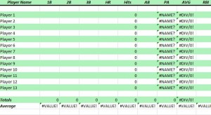 Baseball Stats Spreadsheet Template