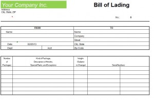 Blank Bill of Lading Form Template