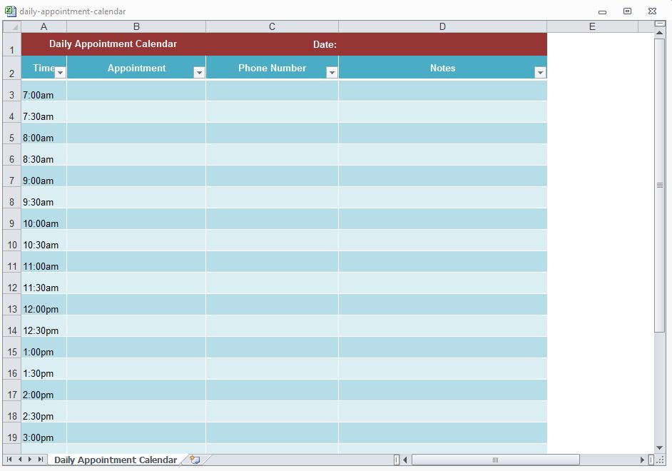 Appointment Scheduler Template Excel