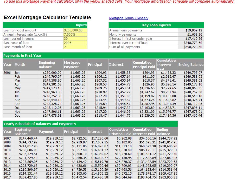 excel extra payment mortgage calculator