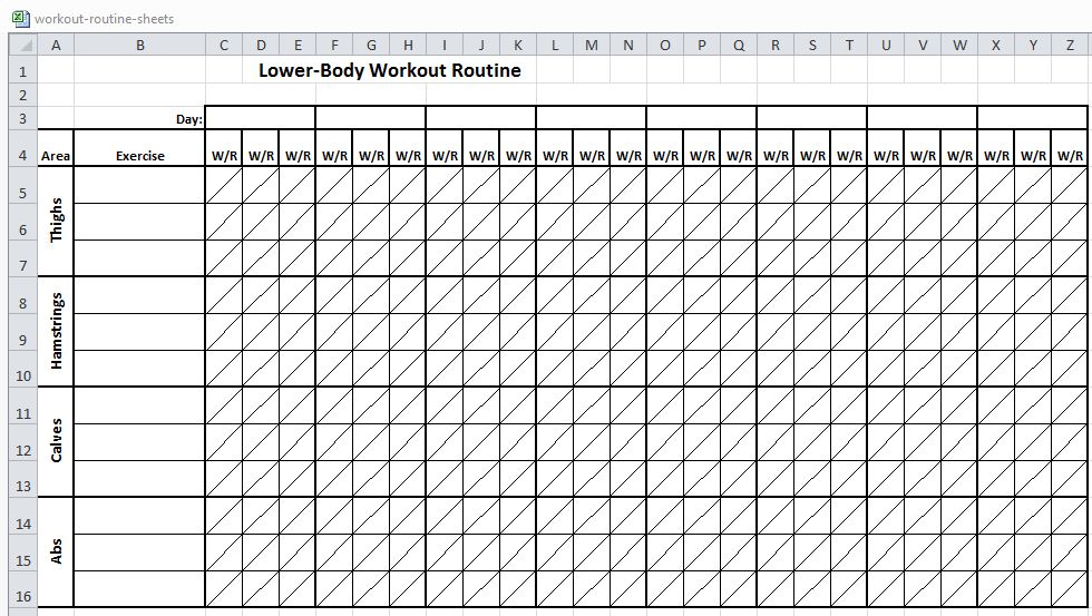 Excel Workout Routine Sheets Workout Sheets