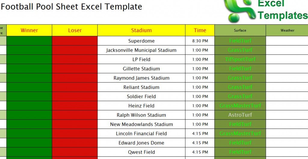 Football Pool Sheet Excel Template Football Pool Template