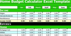 Home Budget Calculator Excel Template