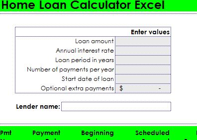 Home Loan Calculator Excel