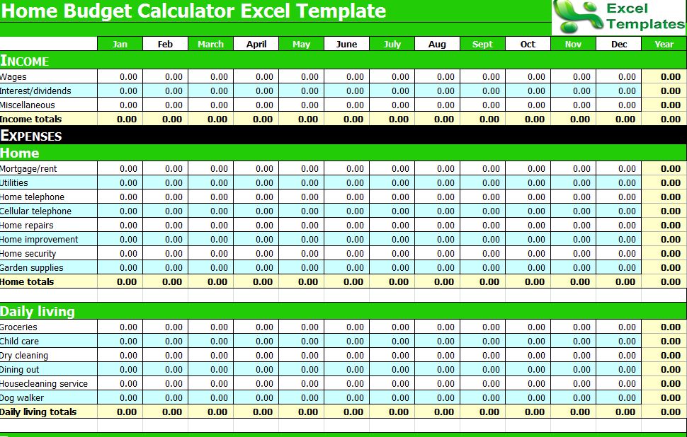 excel monthly expenses