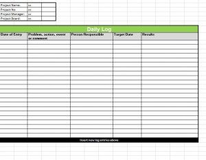 Prince2 Daily Log Template