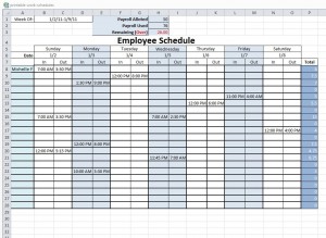 Printable Work Schedule from ExcelTemplates.net