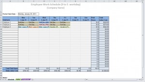 printable work schedule templates