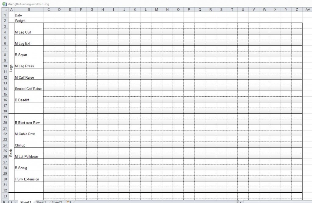 Microsoft Excel Templates Weight Lifting