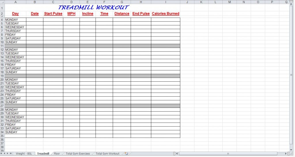 Total Gym Wall Chart Printable