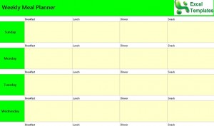 printable meal planner template excel