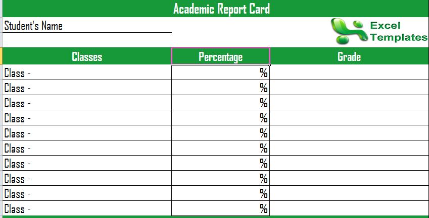 Academic Progress Report Template