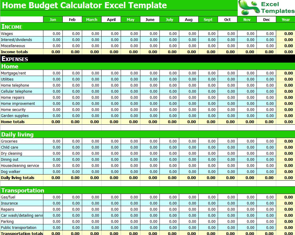 Budget Calculator Excel Spreadsheet | Budget Calculator