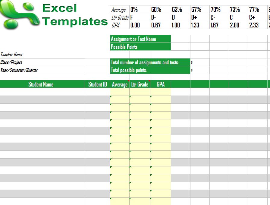 excel gradebook template