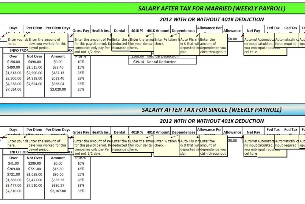 Screenshot of the Federal Tax Calculator 2012 edition.