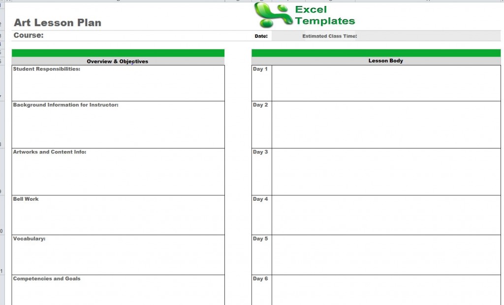 Art Lesson Plan Template from ExcelTemplates.net