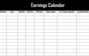 Copy of the earnings calendar