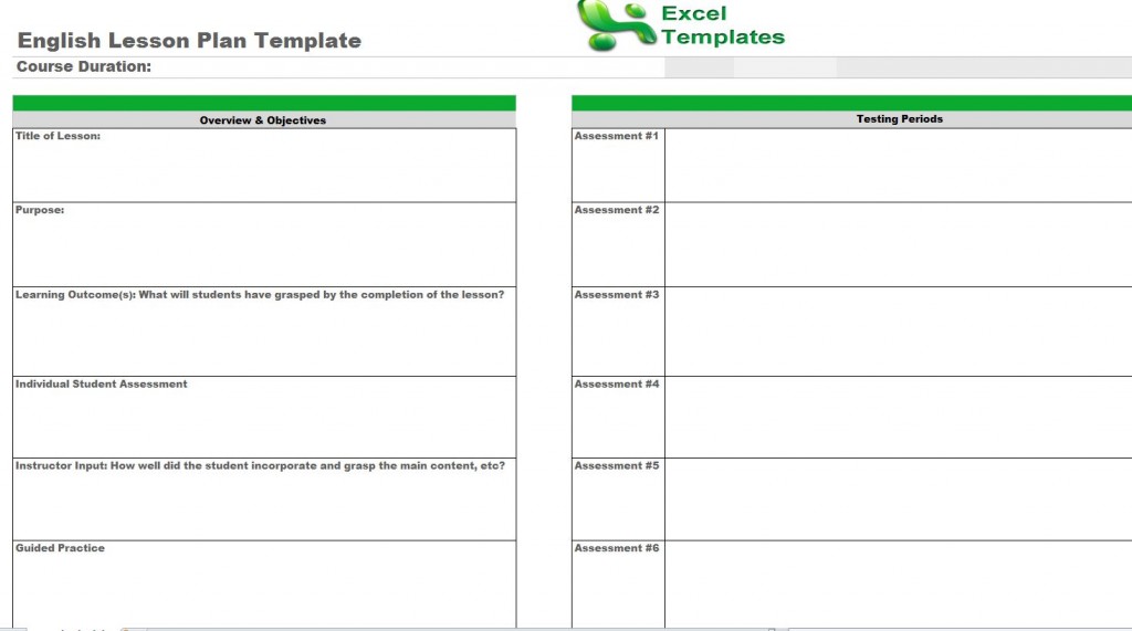 English Lesson Plan Template from ExcelTemplates.net