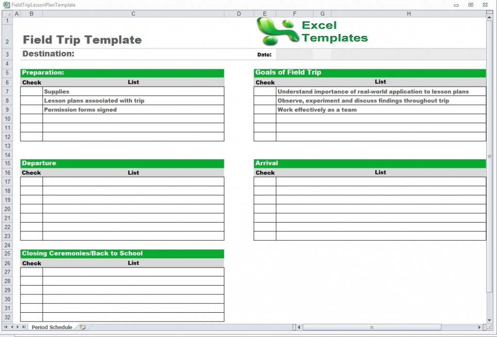 Field Trip Template Field Trip Lesson Plan Template