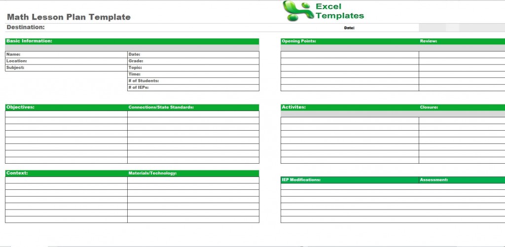 Math Lesson Plan Template from ExcelTemplates.net