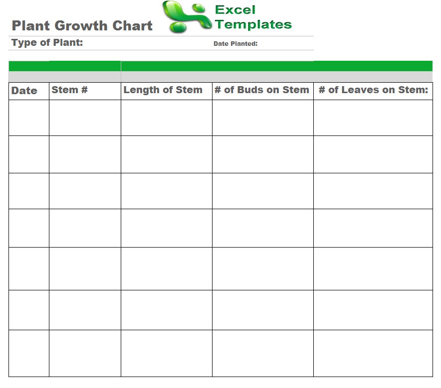 Plant Growth Chart Plant Growth Chart Template