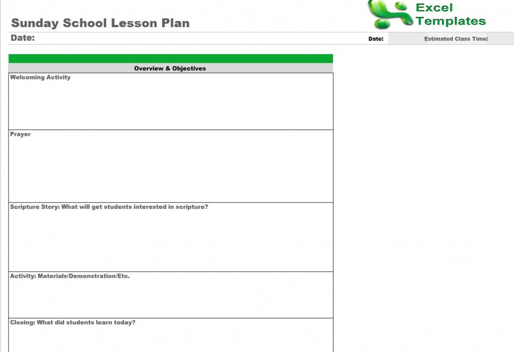 Sunday School Lesson Plan Templates Free