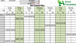 Screenshot of the work schedule maker template