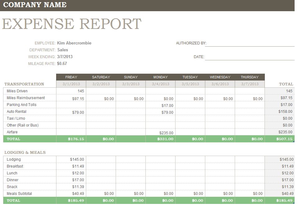 expense report