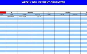 Screenshot of the Bill Pay Calendar Template